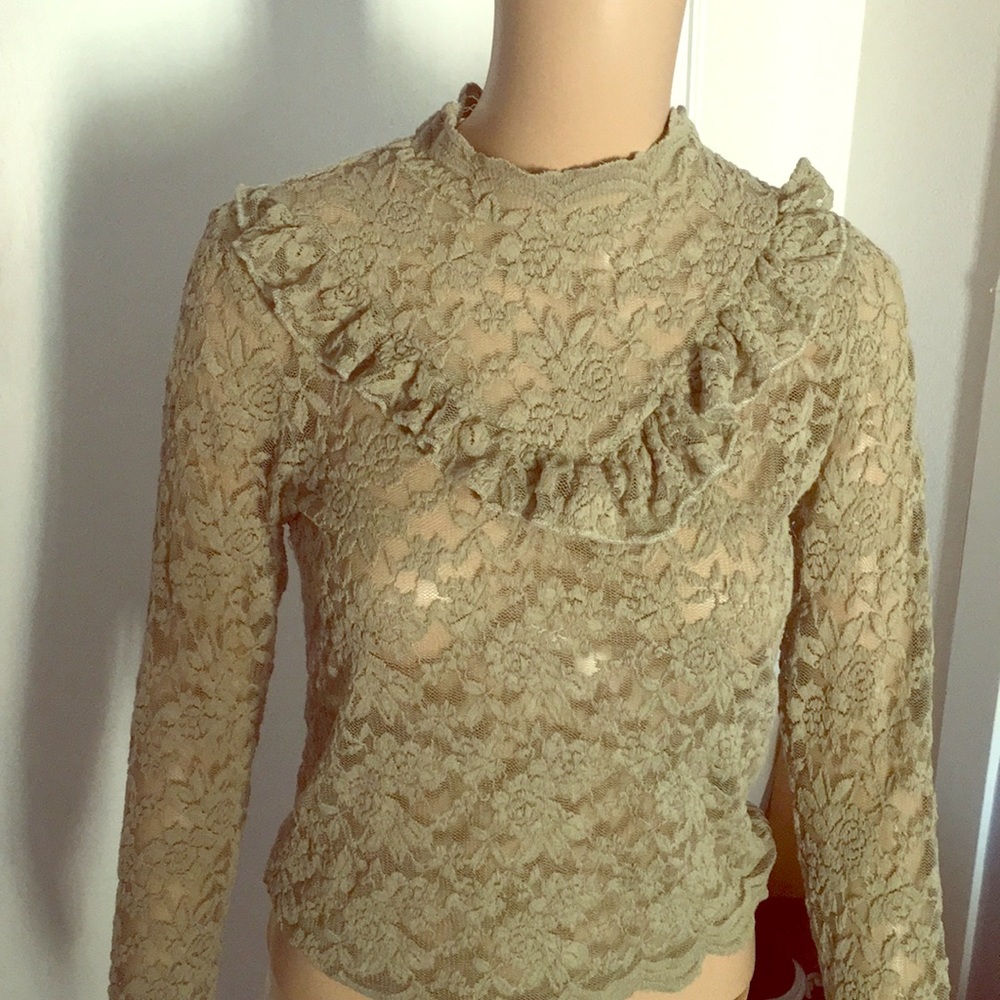 F21 Long sleeve netted shirt